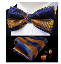 Load image into Gallery viewer, Men&#39;s Tuxedo Cummerbund Silk Bow Tie Handkerchief Brooch Chain Set - Gift Boxed
