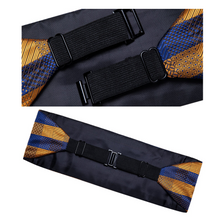 Load image into Gallery viewer, Men&#39;s Tuxedo Cummerbund Silk Bow Tie Handkerchief Brooch Chain Set - Gift Boxed

