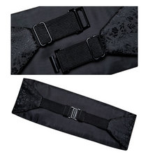 Load image into Gallery viewer, Men&#39;s Tuxedo Cummerbund Silk Bow Tie Handkerchief Brooch Chain Set - Gift Boxed
