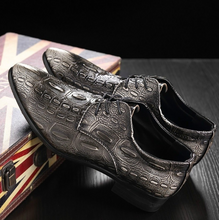 Load image into Gallery viewer, Mens Leather Carved Business Pointed Toe Shoes - Silver or Burgundy
