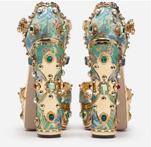 Load image into Gallery viewer, Luxury Women&#39;s Crystal Faux-Pearl Embellished Platform Chunky Heel
