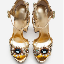 Load image into Gallery viewer, Luxury Women&#39;s Crystal Faux-Pearl Embellished Platform Chunky Heel
