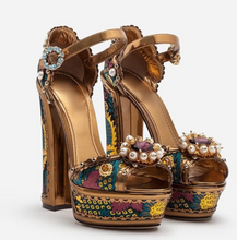 Load image into Gallery viewer, Luxury Women&#39;s Crystal Faux-Pearl Embellished Platform Chunky Heel
