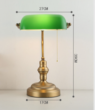 Load image into Gallery viewer, Arna Royal Collection - Nordic Retro Vintage Table Lamps Pull Switch Classical Green Glass Desk Lamp
