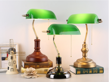 Load image into Gallery viewer, Arna Royal Collection - Nordic Retro Vintage Table Lamps Pull Switch Classical Green Glass Desk Lamp
