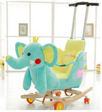 Load image into Gallery viewer, Child Rocking Horse/Chair, Plush/Solid Wood, Many Styles with Music and Safety Belt - Rocker or on Wheels with Handle to Push
