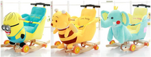 Load image into Gallery viewer, Child Rocking Horse/Chair, Plush/Solid Wood, Many Styles with Music and Safety Belt - Rocker or on Wheels with Handle to Push
