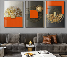 Load image into Gallery viewer, Arna&#39;s Luxury Painting Collection - Nordic Abstract Golden Canvas Paintings - Many Styles

