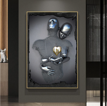 Load image into Gallery viewer, Arna&#39;s Luxury Painting Collection - Romantic Lover Heart Metal Sculpture Canvas Painting - Many Styles
