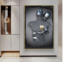 Load image into Gallery viewer, Arna&#39;s Luxury Painting Collection - Romantic Lover Heart Metal Sculpture Canvas Painting - Many Styles
