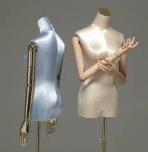 Load image into Gallery viewer, &quot;Arna Royal Gown Collection&quot; Luxury Female Matellic Satin Platform Mannequin Cosmetology Window Display Model
