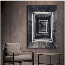Load image into Gallery viewer, Arna&#39;s Luxury Painting Collection - Nordic Black &amp; White Geometry Corridor Print Canvas Painting
