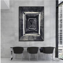 Load image into Gallery viewer, Arna&#39;s Luxury Painting Collection - Nordic Black &amp; White Geometry Corridor Print Canvas Painting
