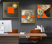 Load image into Gallery viewer, Arna&#39;s Luxury Painting Collection - Modern Nordic Abstract Gold Foil Geometry Print Canvas Painting
