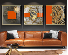 Load image into Gallery viewer, Arna&#39;s Luxury Painting Collection - Modern Nordic Abstract Gold Foil Geometry Print Canvas Painting
