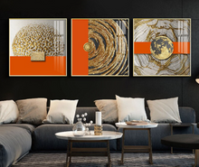 Load image into Gallery viewer, Arna&#39;s Luxury Painting Collection - Modern Nordic Abstract Gold Foil Geometry Print Canvas Painting
