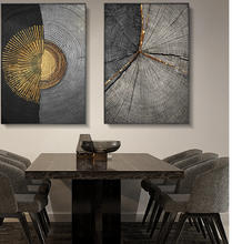Load image into Gallery viewer, Arna&#39;s Luxury Painting Collection - Abstract Circle Stripes Moon Black Golden Print Canvas Painting
