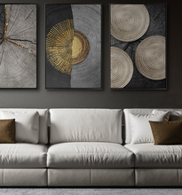 Load image into Gallery viewer, Arna&#39;s Luxury Painting Collection - Abstract Circle Stripes Moon Black Golden Print Canvas Painting

