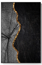 Load image into Gallery viewer, Arna&#39;s Luxury Painting Collection - Abstract Circle Stripes Moon Black Golden Print Canvas Painting
