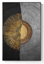 Load image into Gallery viewer, Arna&#39;s Luxury Painting Collection - Abstract Circle Stripes Moon Black Golden Print Canvas Painting
