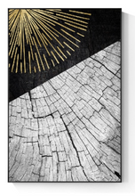 Load image into Gallery viewer, Arna&#39;s Luxury Painting Collection - Abstract Circle Stripes Moon Black Golden Print Canvas Painting

