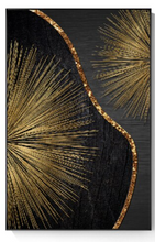 Load image into Gallery viewer, Arna&#39;s Luxury Painting Collection - Abstract Circle Stripes Moon Black Golden Print Canvas Painting
