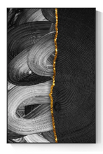 Load image into Gallery viewer, Arna&#39;s Luxury Painting Collection - Abstract Circle Stripes Moon Black Golden Print Canvas Painting
