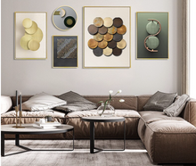 Load image into Gallery viewer, Arna&#39;s Luxury Painting Collection - Geometric Line Round Gold Leaf Canvas Painting
