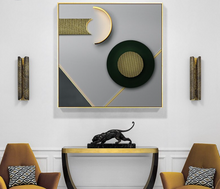 Load image into Gallery viewer, Arna&#39;s Luxury Painting Collection - Geometric Line Round Gold Leaf Canvas Painting

