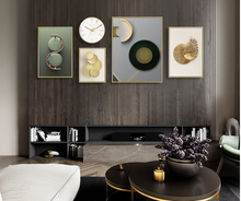Load image into Gallery viewer, Arna&#39;s Luxury Painting Collection - Geometric Line Round Gold Leaf Canvas Painting
