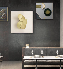 Load image into Gallery viewer, Arna&#39;s Luxury Painting Collection - Geometric Line Round Gold Leaf Canvas Painting
