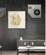 Load image into Gallery viewer, Arna&#39;s Luxury Painting Collection - Geometric Line Round Gold Leaf Canvas Painting
