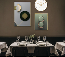 Load image into Gallery viewer, Arna&#39;s Luxury Painting Collection - Geometric Line Round Gold Leaf Canvas Painting
