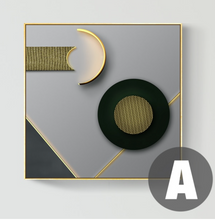 Load image into Gallery viewer, Arna&#39;s Luxury Painting Collection - Geometric Line Round Gold Leaf Canvas Painting
