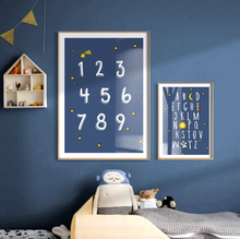 Load image into Gallery viewer, Arna&#39;s Luxury Painting Collection - Cartoon Astronaut Planet Rocket English Alphabet Painting
