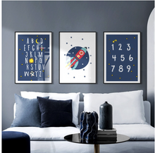 Load image into Gallery viewer, Arna&#39;s Luxury Painting Collection - Cartoon Astronaut Planet Rocket English Alphabet Painting
