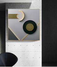 Load image into Gallery viewer, Arna&#39;s Luxury Painting Collection - Nordic Abstract Black/Gold/Silver/Grey Graphics Painting
