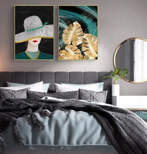 Load image into Gallery viewer, Arna&#39;s Luxury Painting Collection - Nordic Green/Golden Lady Platinum Graphics Painting
