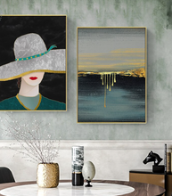 Load image into Gallery viewer, Arna&#39;s Luxury Painting Collection - Nordic Green/Golden Lady Platinum Graphics Painting
