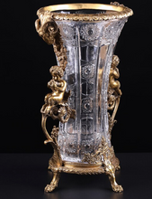 Load image into Gallery viewer, &quot;Arna Lisa&quot; Luxury Vintage Finest Collection - Crystal Golden Boys Copper Brass Vase
