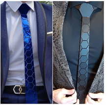 Load image into Gallery viewer, Designer Business Tie - 7 Colours -  Mirror Plexiglass Hexagonal Business Gift
