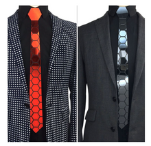 Load image into Gallery viewer, Designer Business Tie - 7 Colours -  Mirror Plexiglass Hexagonal Business Gift
