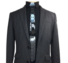 Load image into Gallery viewer, Designer Business Tie - 7 Colours -  Mirror Plexiglass Hexagonal Business Gift
