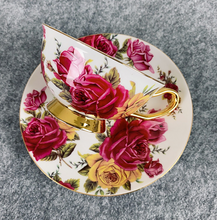 Load image into Gallery viewer, &quot;Arna&quot; Collection - Rose Ceramic Cup &amp; Saucer Set - 2 Piece (2 Designs)
