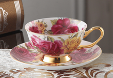 Load image into Gallery viewer, &quot;Arna&quot; Collection - Rose Ceramic Cup &amp; Saucer Set - 2 Piece (2 Designs)
