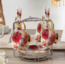 Load image into Gallery viewer, &quot;Arna&quot; Collection - Rose Ceramic Cup &amp; Saucer Set - 2 Piece (2 Designs)

