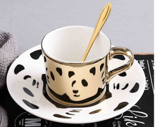 Load image into Gallery viewer, &quot;Arna Lisa&quot; Royal Collection - Panda Luxury Mirror Set of 6 Bone China Cup And Saucer - High Quality
