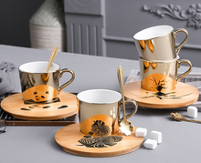 Load image into Gallery viewer, &quot;Arna Lisa&quot; Royal Collection - Panda Luxury Mirror Set of 6 Bone China Cup And Saucer - High Quality

