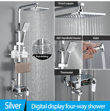 Load image into Gallery viewer, &quot;Arna&quot; Collection - Modern Rainfall Shower Head Mixer Set with Thermostat Silver
