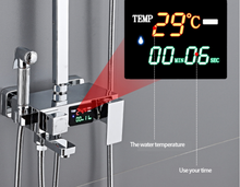 Load image into Gallery viewer, &quot;Arna&quot; Collection - Modern Rainfall Shower Head Mixer Set with Thermostat Silver
